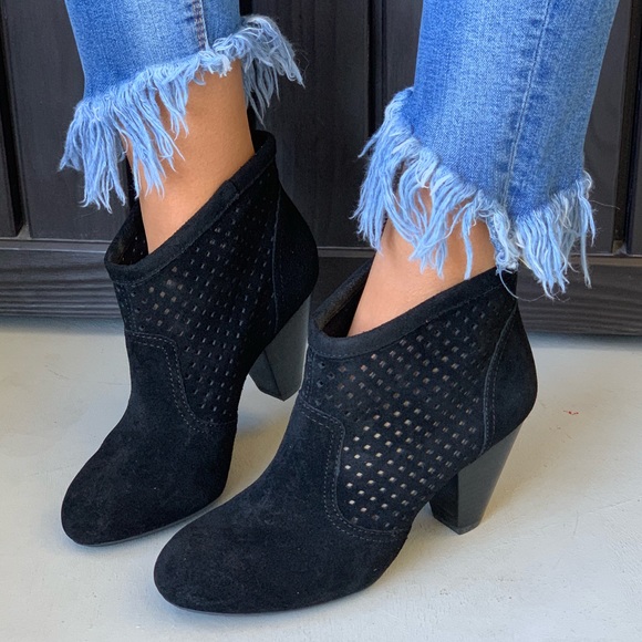 Western Perforated Genuine Leather Ankle Boots - Picture 2 of 8